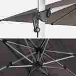 Parasol déporté haut de gamme carré 4x4m – PYLA Taupe – Toile Sunbrella ® fabriquée en France, par Dickson, structure en aluminium anodisé, rotatif, housse de protection Photo4