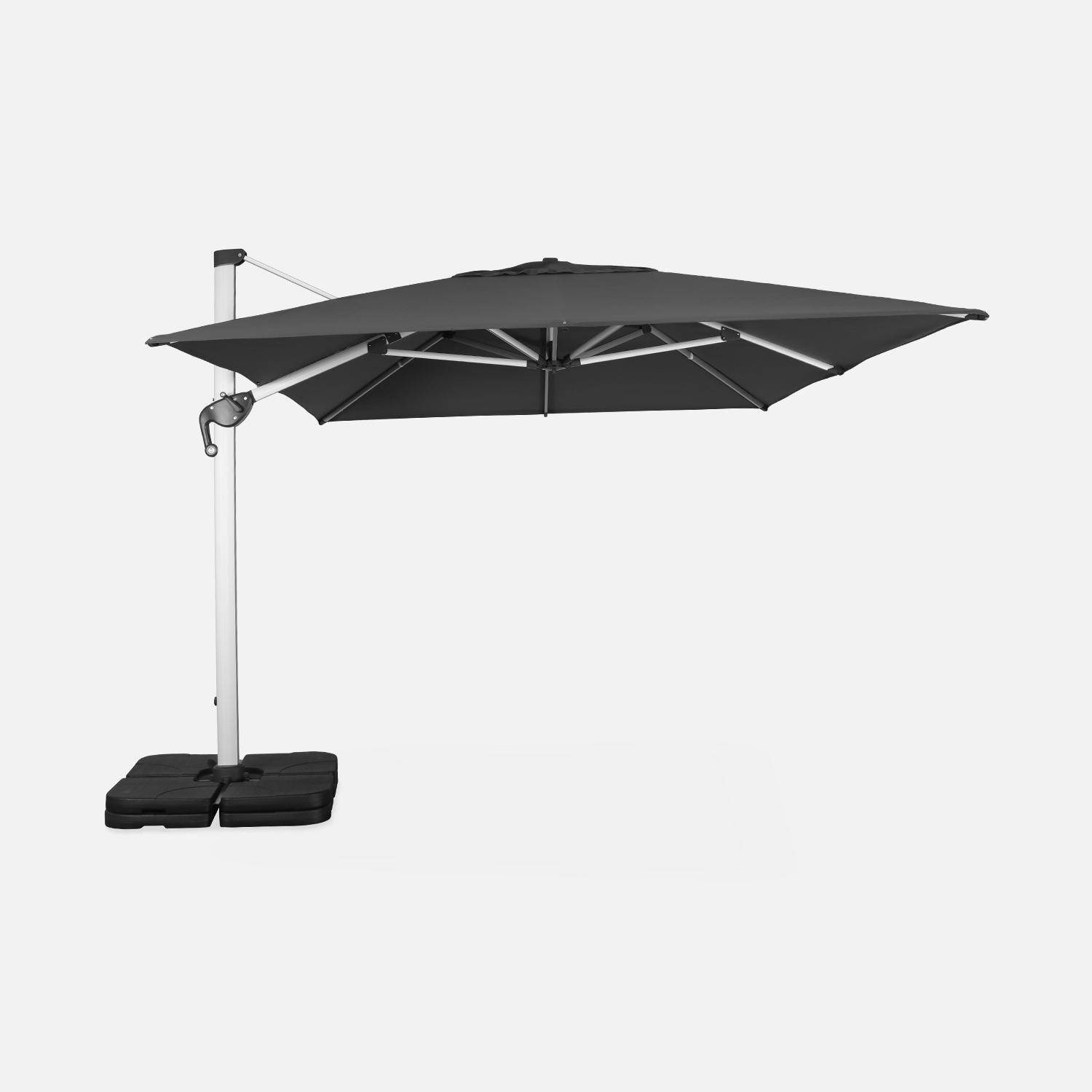 Premium quality, 4x4m square parasol - PYLA Anthracite grey - European Agora canopy, anodised aluminium stand, rotating, protective dust cover,sweeek,Photo2