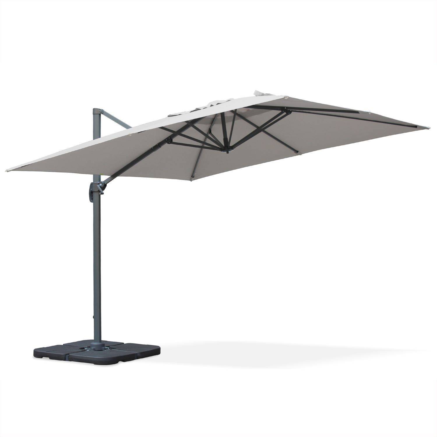 Falgos, parasol déporté carré - Gris clair - 3x3m Photo2