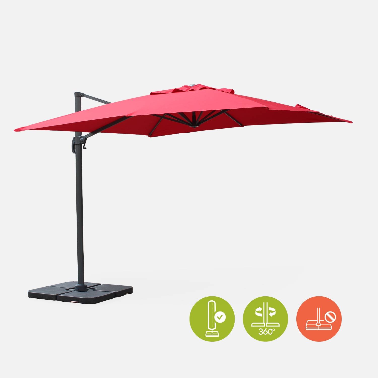 Square cantilever parasol 3x3m, Red | sweeek