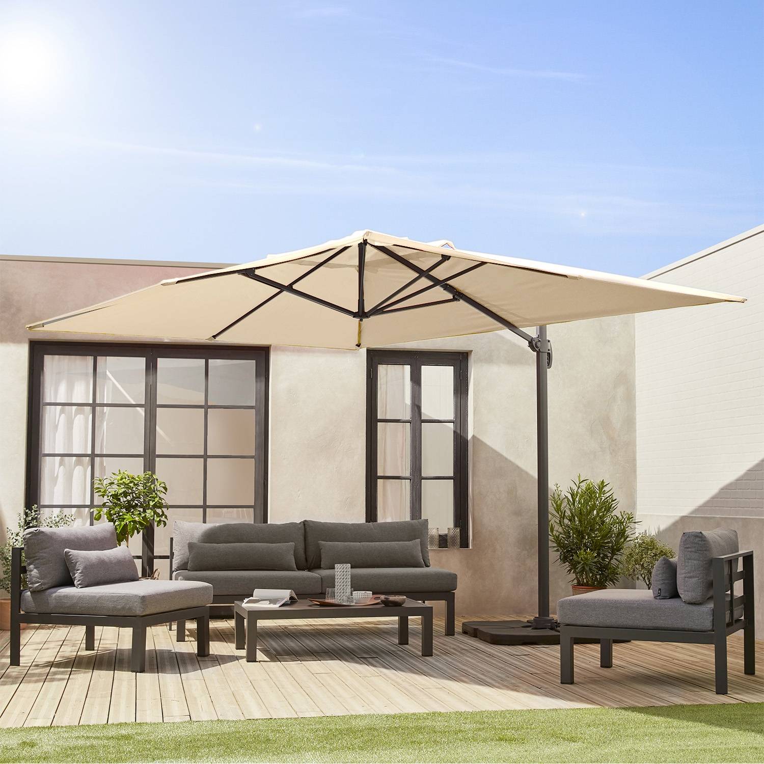 FLR Housse de parasol de terrasse avec fermeture éclair