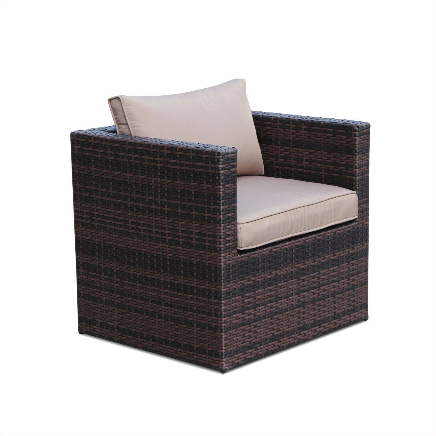 Salotto da giardino in resina intrecciata, 4 posti, Anzio, Marrone, 126x70x64.5 cm,sweeek,Photo5