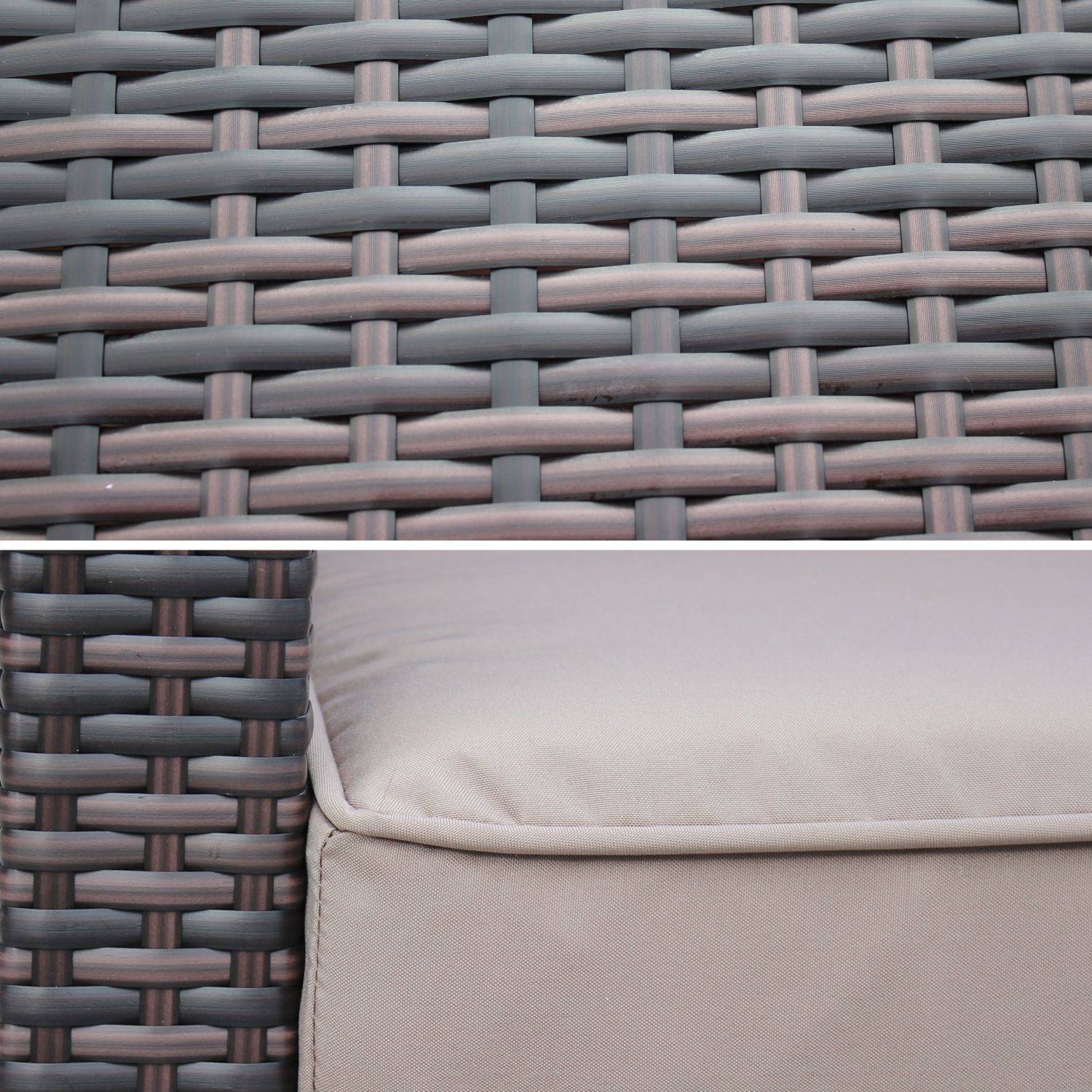Salotto da giardino in resina intrecciata, 4 posti, Anzio, Marrone, 126x70x64.5 cm Photo8