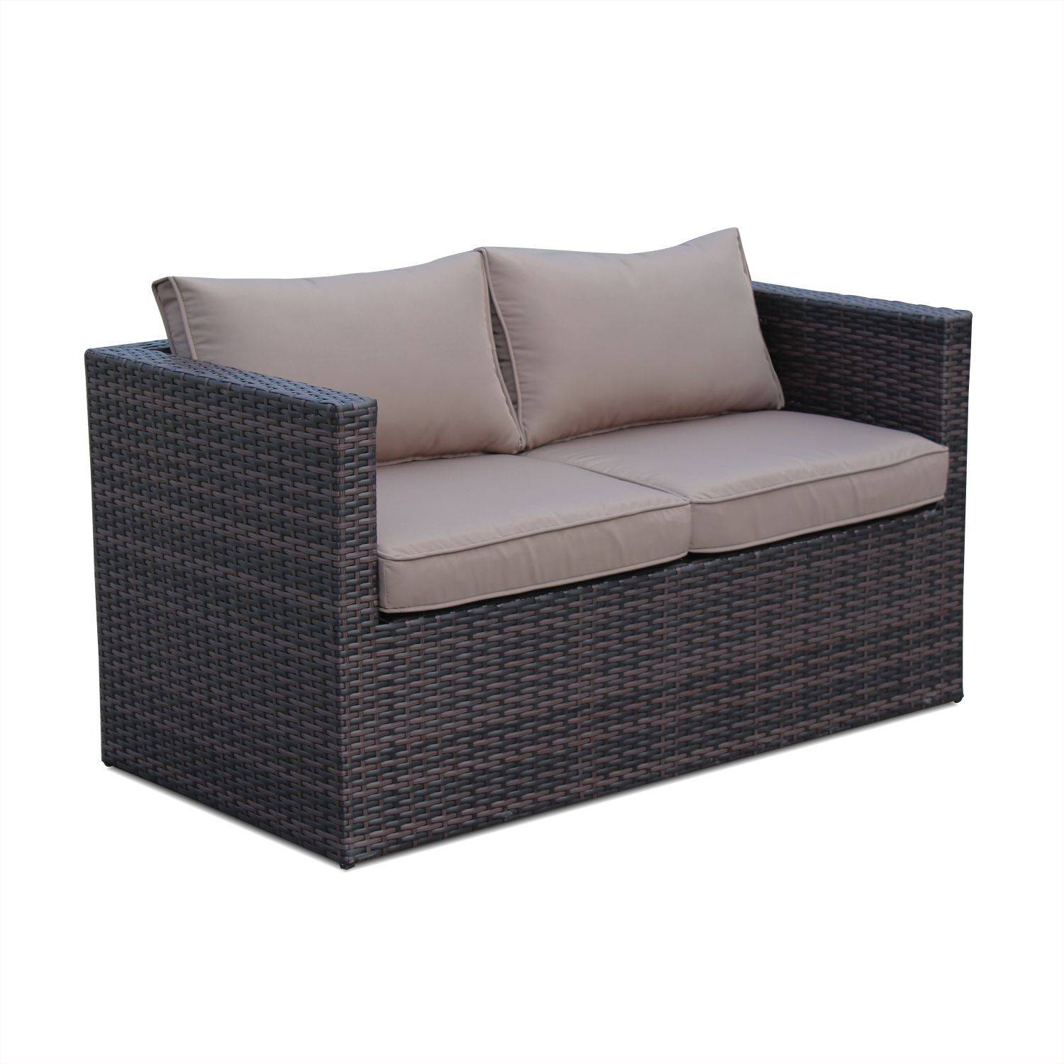 Salotto da giardino in resina intrecciata, 4 posti, Anzio, Marrone, 126x70x64.5 cm Photo4