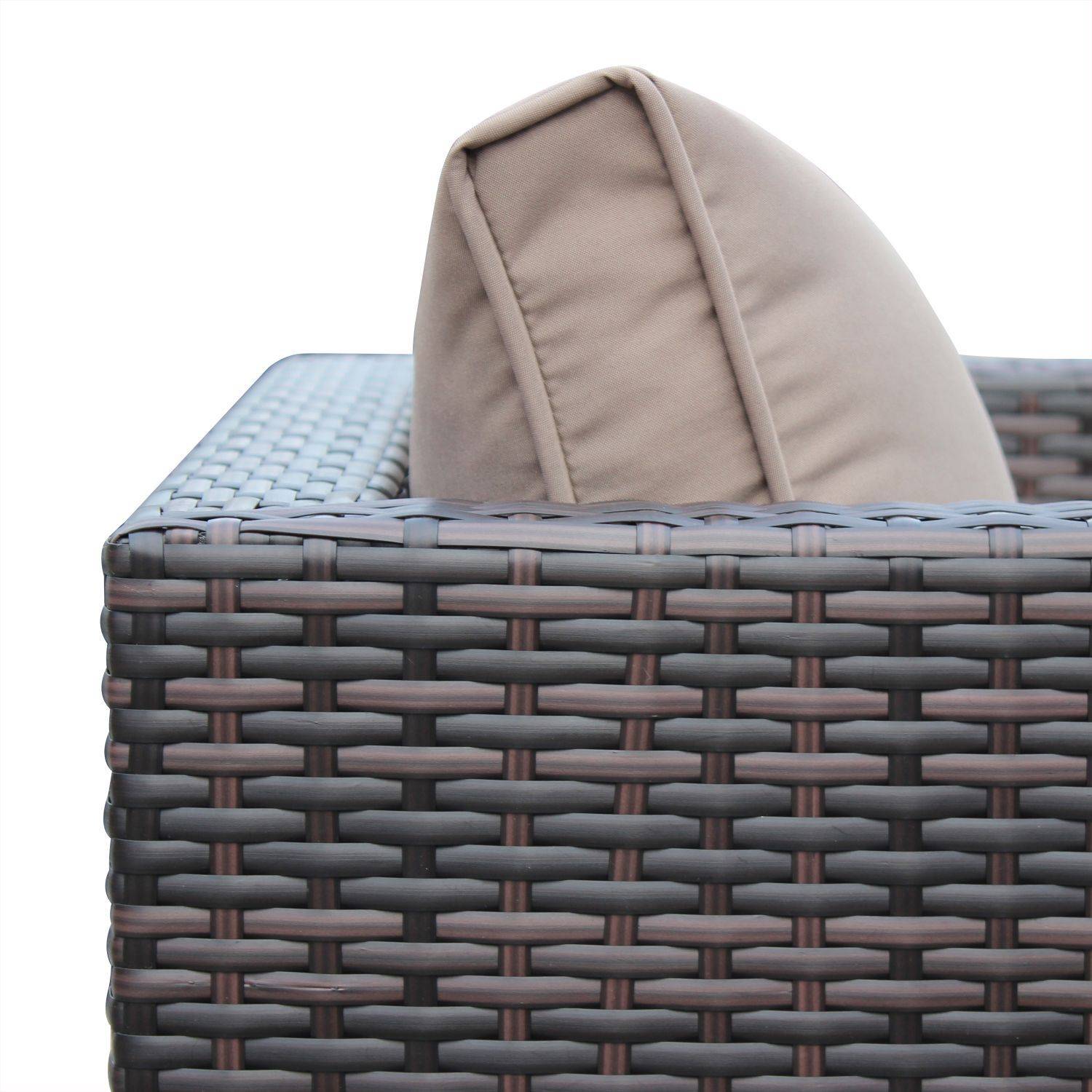 Salotto da giardino in resina intrecciata, 4 posti, Anzio, Marrone, 126x70x64.5 cm,sweeek,Photo7