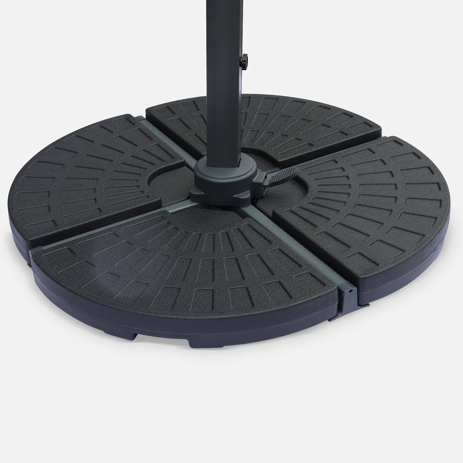Cantilever parasol base - set of 4 rounded base weights, 48x48cm, fits parasols with cross legged base Photo2