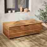 Coffre de jardin Saragosse, en bois 107x49cm avec vérins et roulettes Photo1