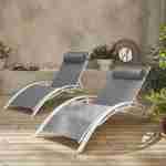 2er Set Sonnenliegen aus Aluminium - grau - Liegestühle aus Aluminium und Textilene - Louisa Photo2