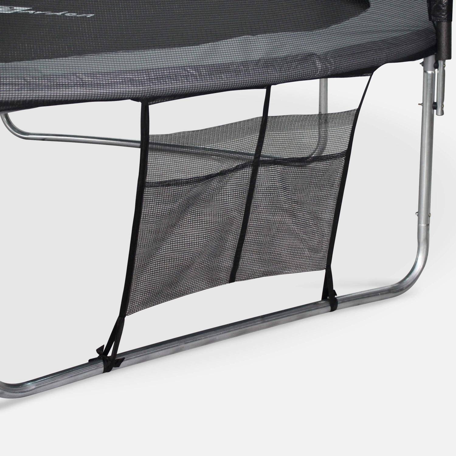 Trampolina 370 cm - Saturne XXL Szara - z siatką zabezpieczającą, drabinką, pokrowcem, siatką na buty, zestawem kotwiącym, trampolina ogrodowa | Jakość PRO | Standardy UE Photo4