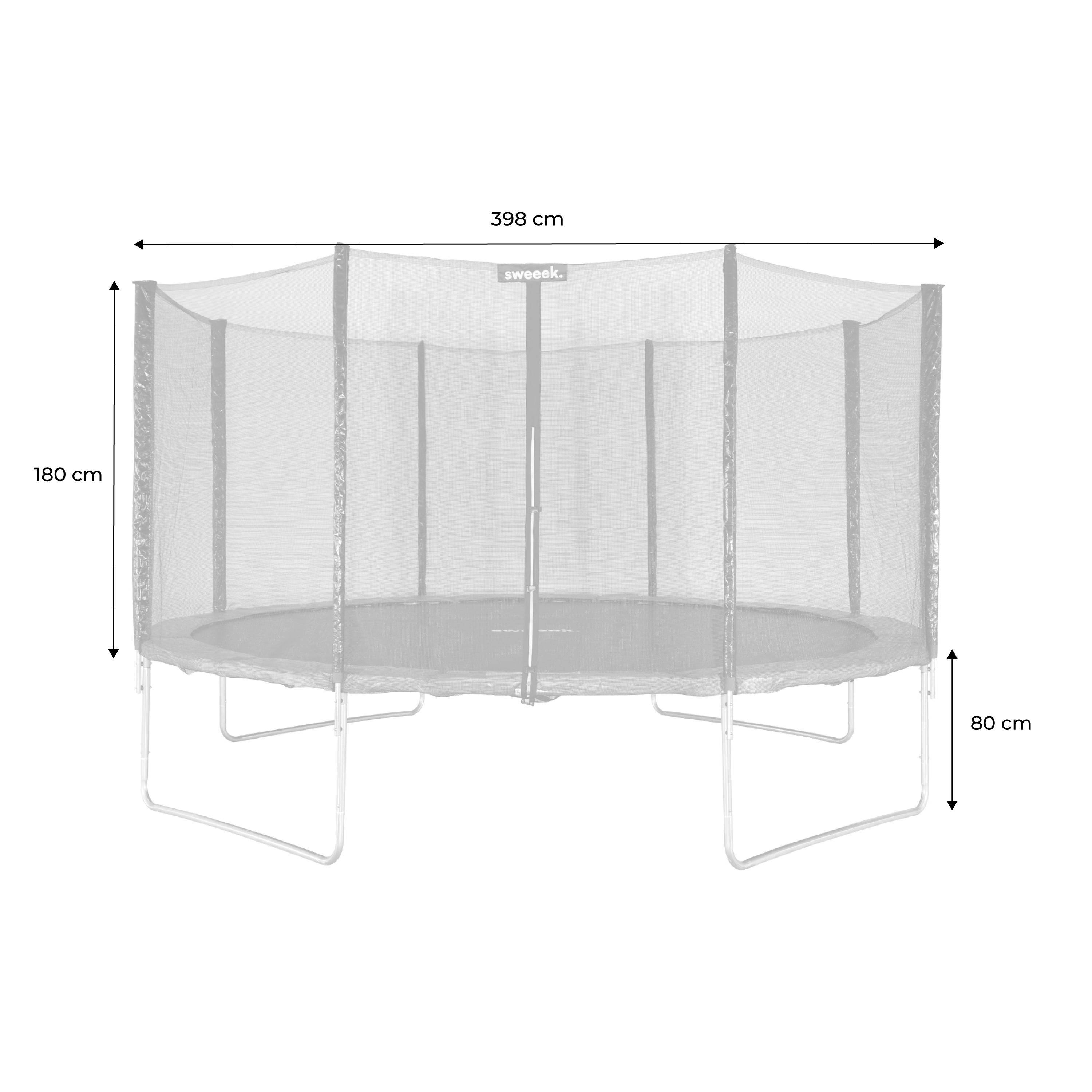 Filet De Sécurité Trampoline 4m (390-400cm) - 8 Barres - Hauteur 180 Cm - Fourreau Extérieur - Garantie 2 Ans