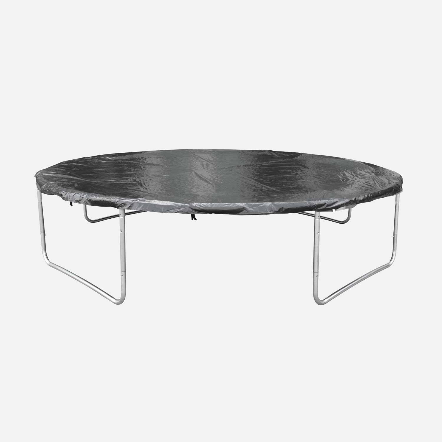Trampolina 430cm szara z siatką zabezpieczającą, drabinką, pokrowcem, siatką na buty, zestawem kotwiącym - Vénus XXL- Trampolina ogrodowa 430 cm 4m| Jakość PRO|Standardy UE,sweeek,Photo5