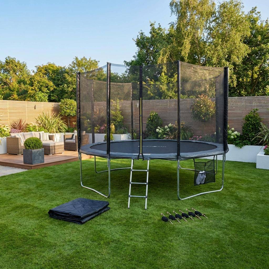 Trampolino 490cm con confezione di accessori Grigio - 484x484x90 cm,sweeek,Photo1