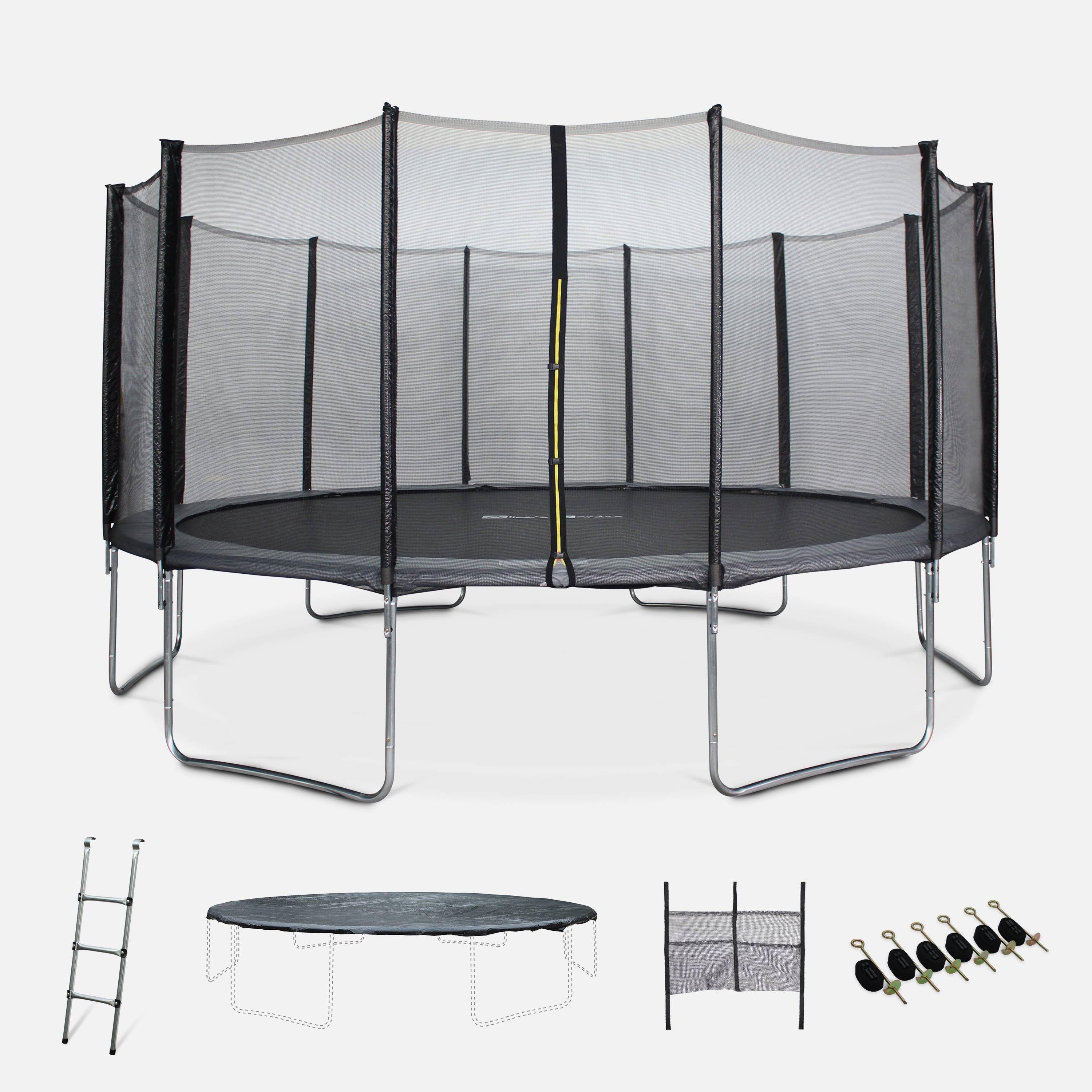 Trampolino 490cm con confezione di accessori Grigio - 484x484x90 cm,sweeek,Photo2