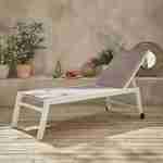 Sonnenliege - Solis - Liegestuhl aus gestepptem Textilene mit 6 Positionen aus Textilene und Aluminium, weißes Gestell, taupefarbenes Textilene Photo2