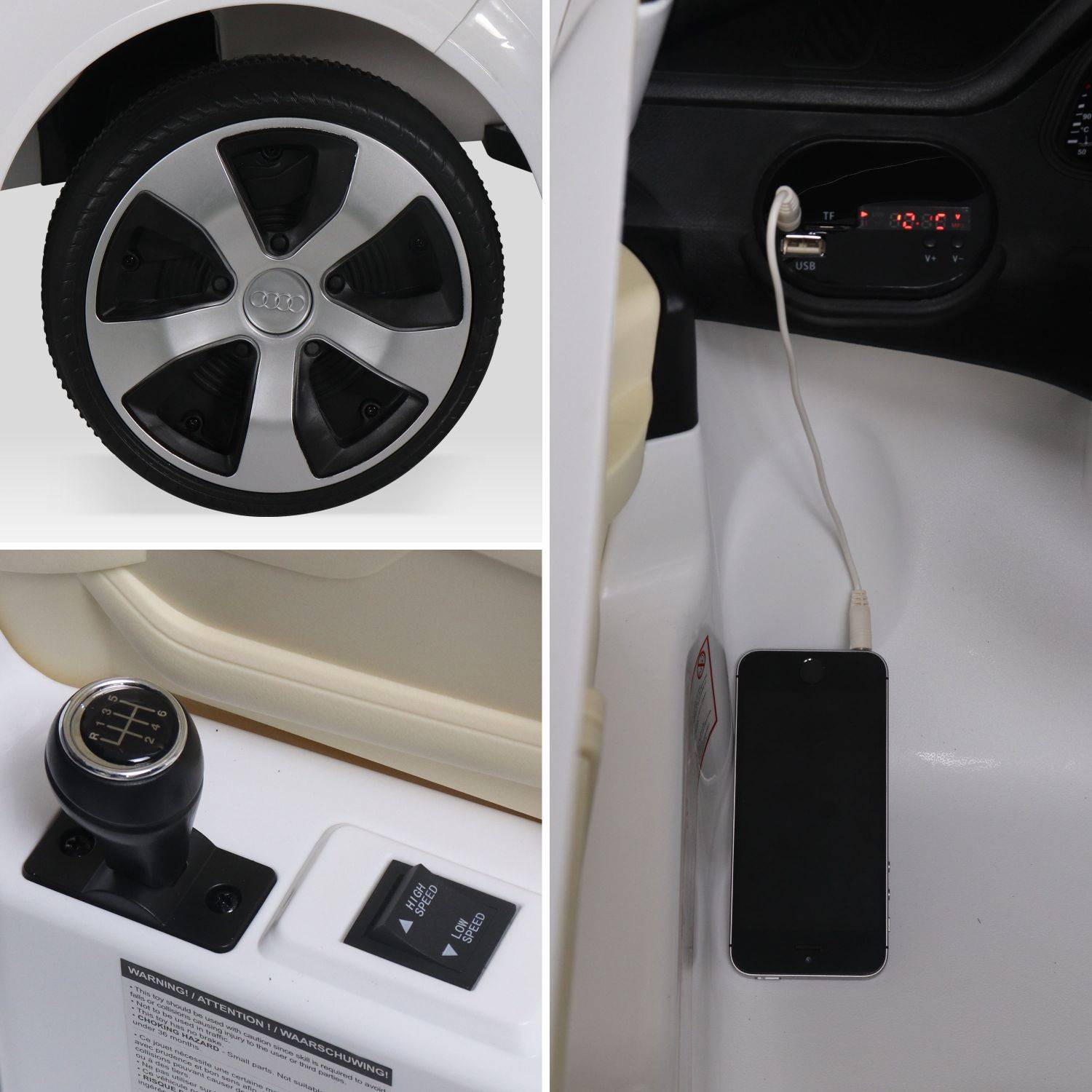 AUDI Q7 Blanc, voiture électrique 12V, 1 place, 4x4 pour enfants avec autoradio et télécommande Photo5