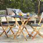 Mesa de jardín de madera Bistro 60x60cm - Barcelona - negro, mesa plegable cuadrada bicolor con 2 sillas plegables, acacia Photo1