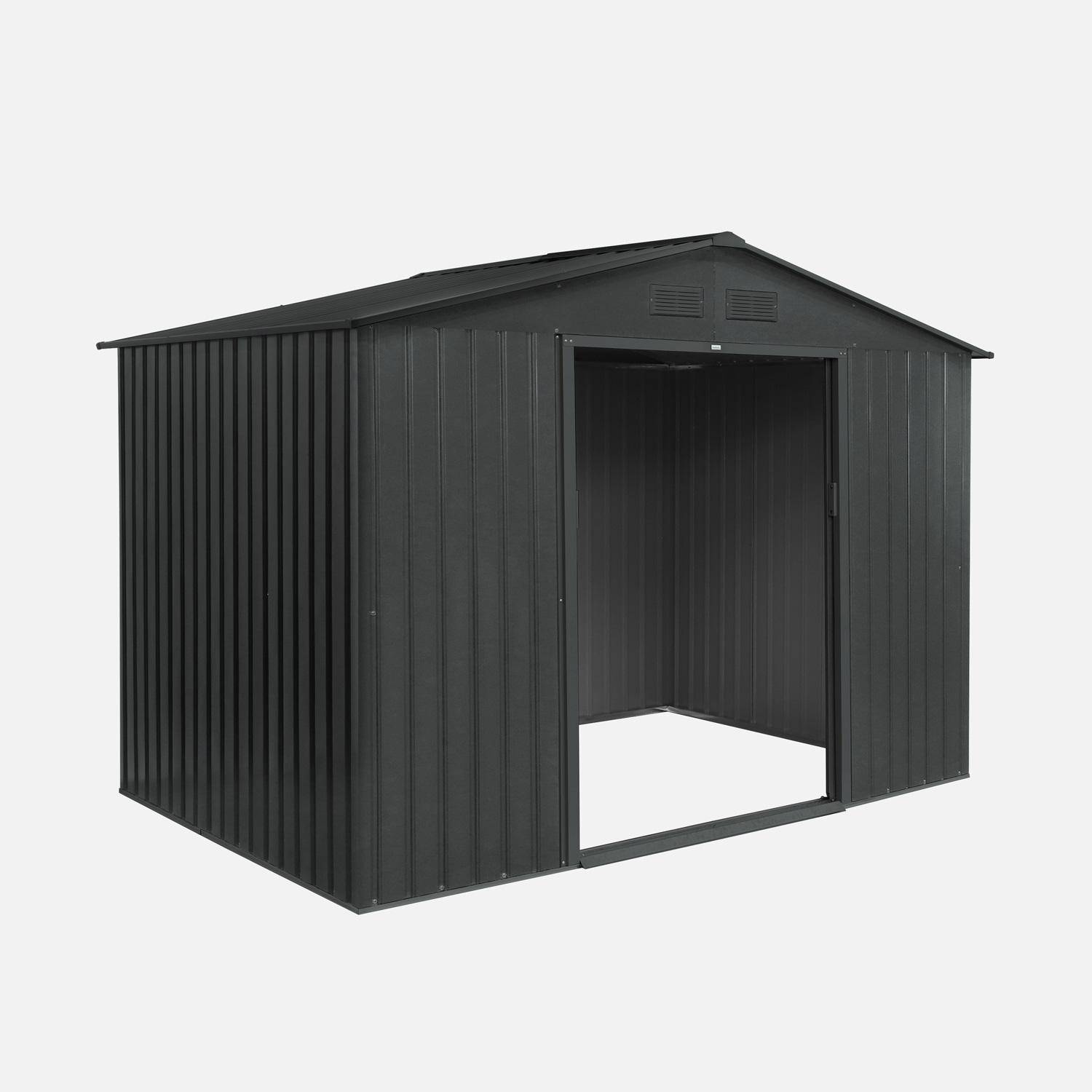 Abrigo de jardim em metal com kit de ancoragem 5,29m², Ferrain, Antracite, 277x194x203 cm Photo4