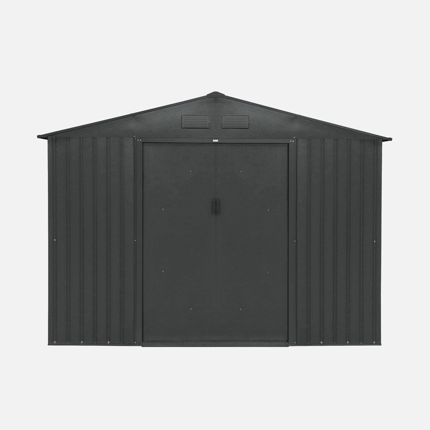 Abrigo de jardim em metal com kit de ancoragem 5,29m², Ferrain, Antracite, 277x194x203 cm Photo3