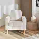 Witte zetel van boucléstof  - Bjorn - sofa 1 plaats met houten poten Photo2