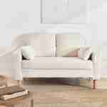 Sofá com caracóis brancos - Bjorn - sofá reto de 2 lugares com pernas de madeira, estilo escandinavo Photo1