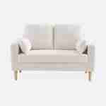 Sofá com caracóis brancos - Bjorn - sofá reto de 2 lugares com pernas de madeira, estilo escandinavo Photo4