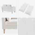 Sofá com caracóis brancos - Bjorn - sofá reto de 2 lugares com pernas de madeira, estilo escandinavo Photo5