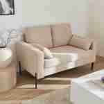 Sofá de bombazina bege - Bjorn - sofá de 2 lugares direito com pernas metálicas Photo2