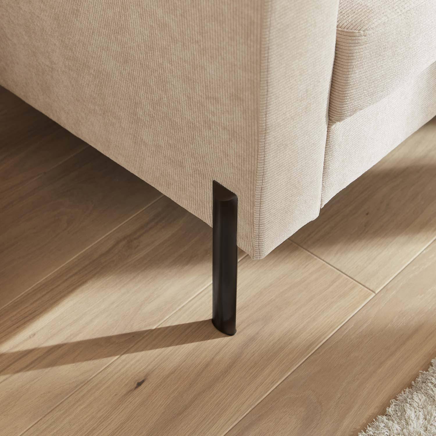 Tweezits sofa van beige corduroy - Bjorn - 2-zits bank met metalen poten, scandinavische stijl   Photo3