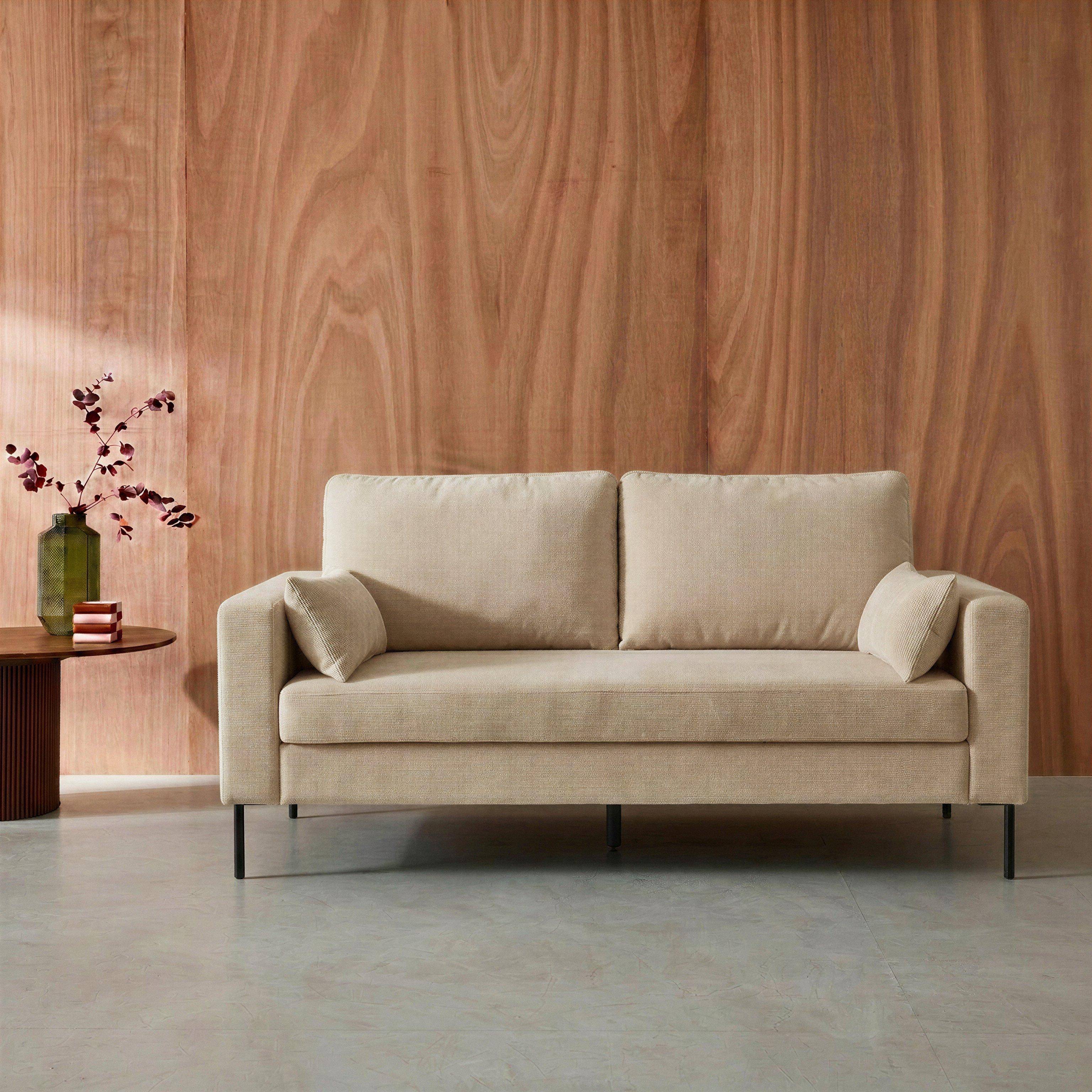 Beige corduroy bank, Bjorn, 3-zits met metalen poten,sweeek,Photo1