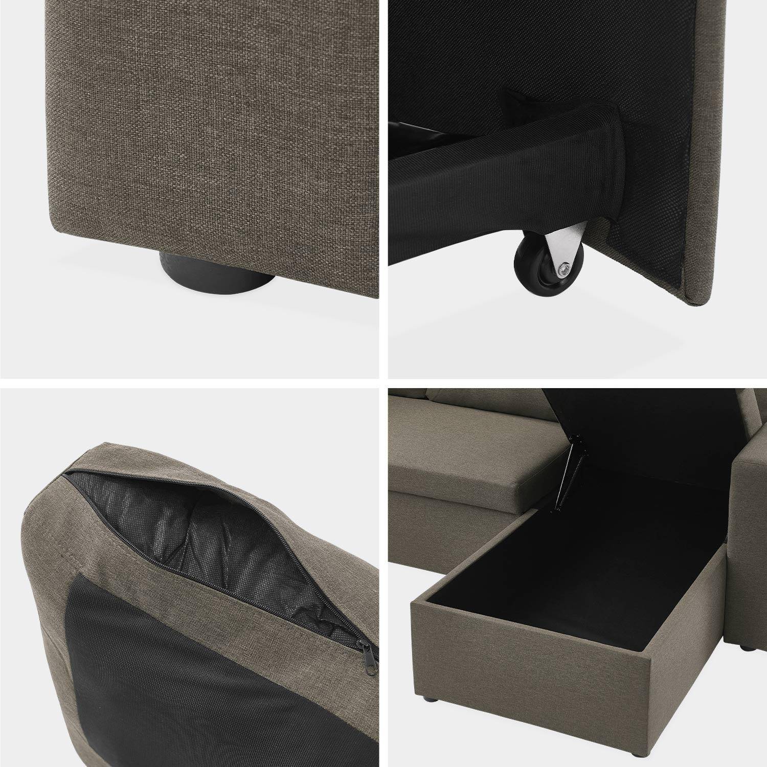 Ecksofa wendbar Stoffsofa Braun - IDA - 3-Sitzer, Eck-Fauteuil wendbar mit Staukasten, mit Schlaffunktion  Photo10