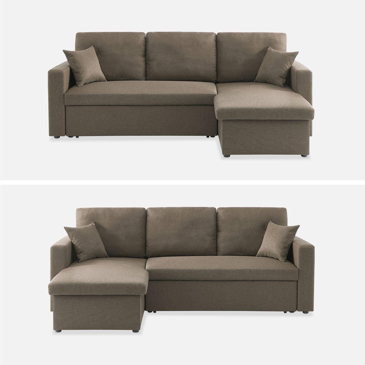 Canapé d'angle convertible en tissu marron - IDA - 3 places, fauteuil d'angle réversible coffre rangement lit modulable ,sweeek,Photo8