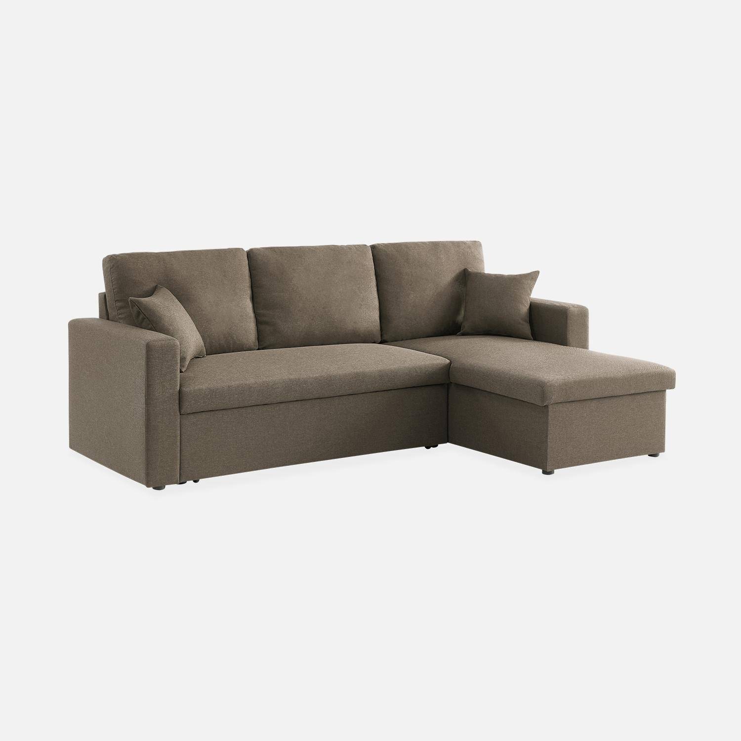 Canapé d'angle convertible en tissu marron - IDA - 3 places, fauteuil d'angle réversible coffre rangement lit modulable ,sweeek,Photo7