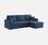 Canapé d'angle convertible en tissu bleu avec coffre de rangement