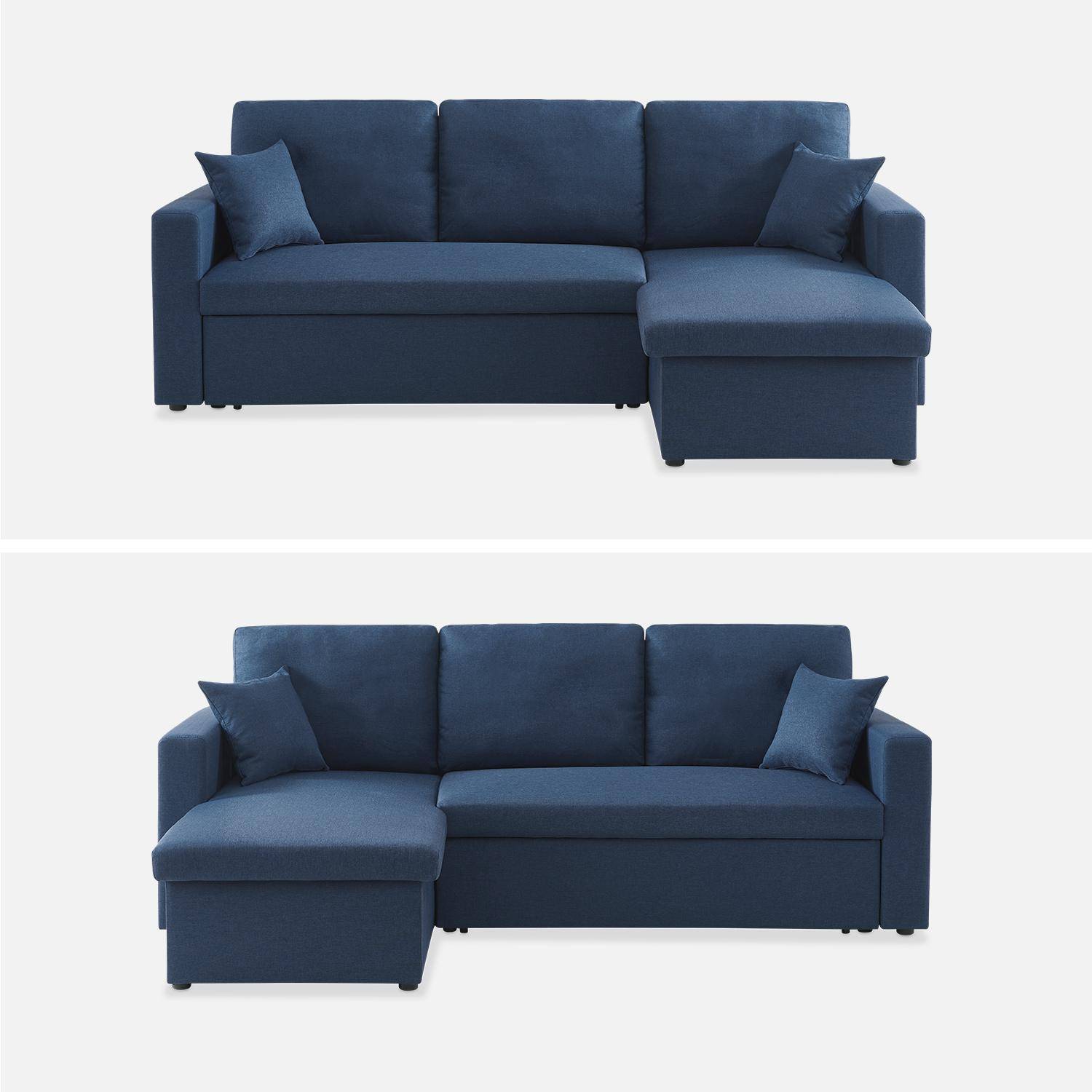 Canapé d'angle convertible en tissu bleu - IDA - 3 places, fauteuil d'angle réversible coffre rangement lit modulable ,sweeek,Photo6
