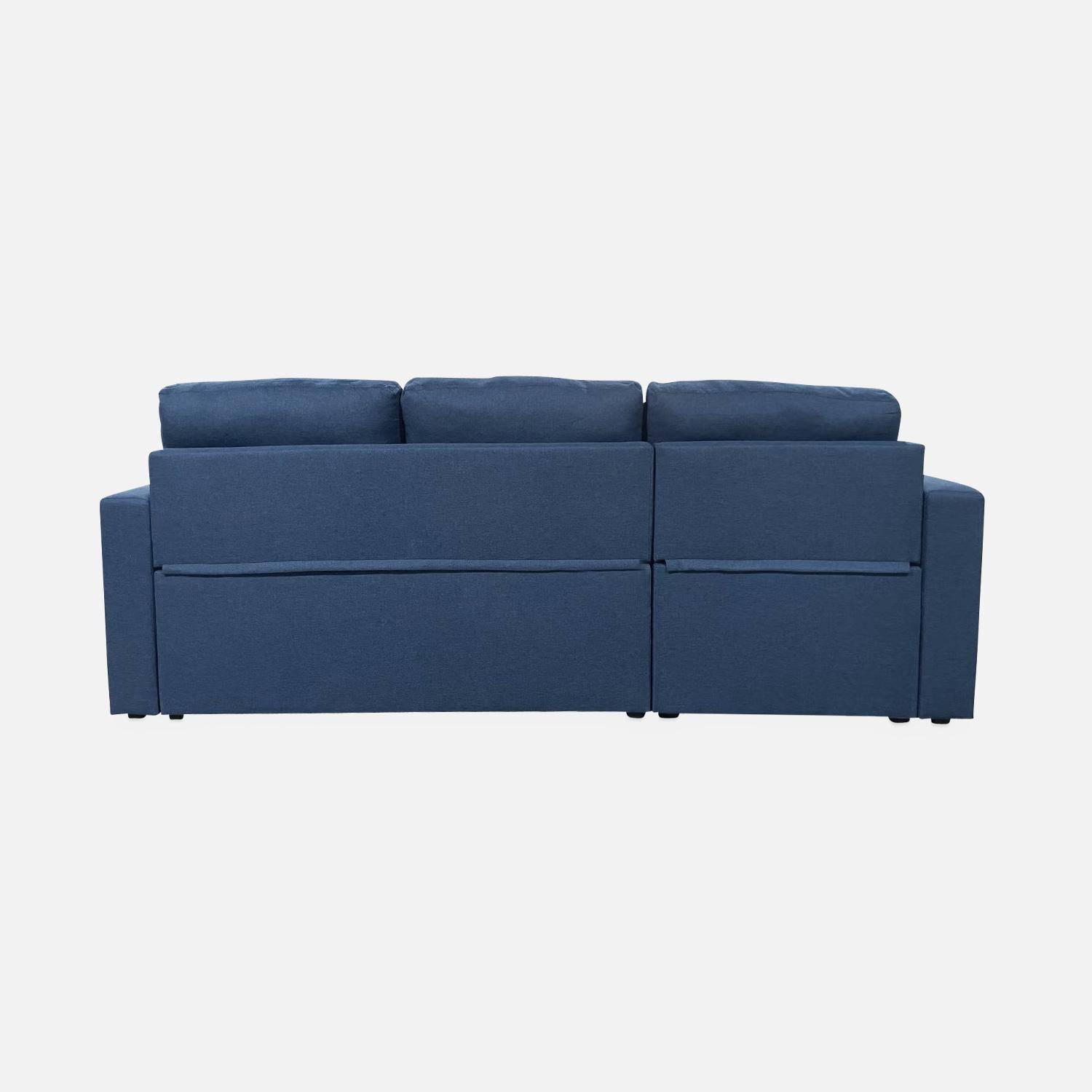 Canapé d'angle convertible en tissu bleu - IDA - 3 places, fauteuil d'angle réversible coffre rangement lit modulable  Photo9