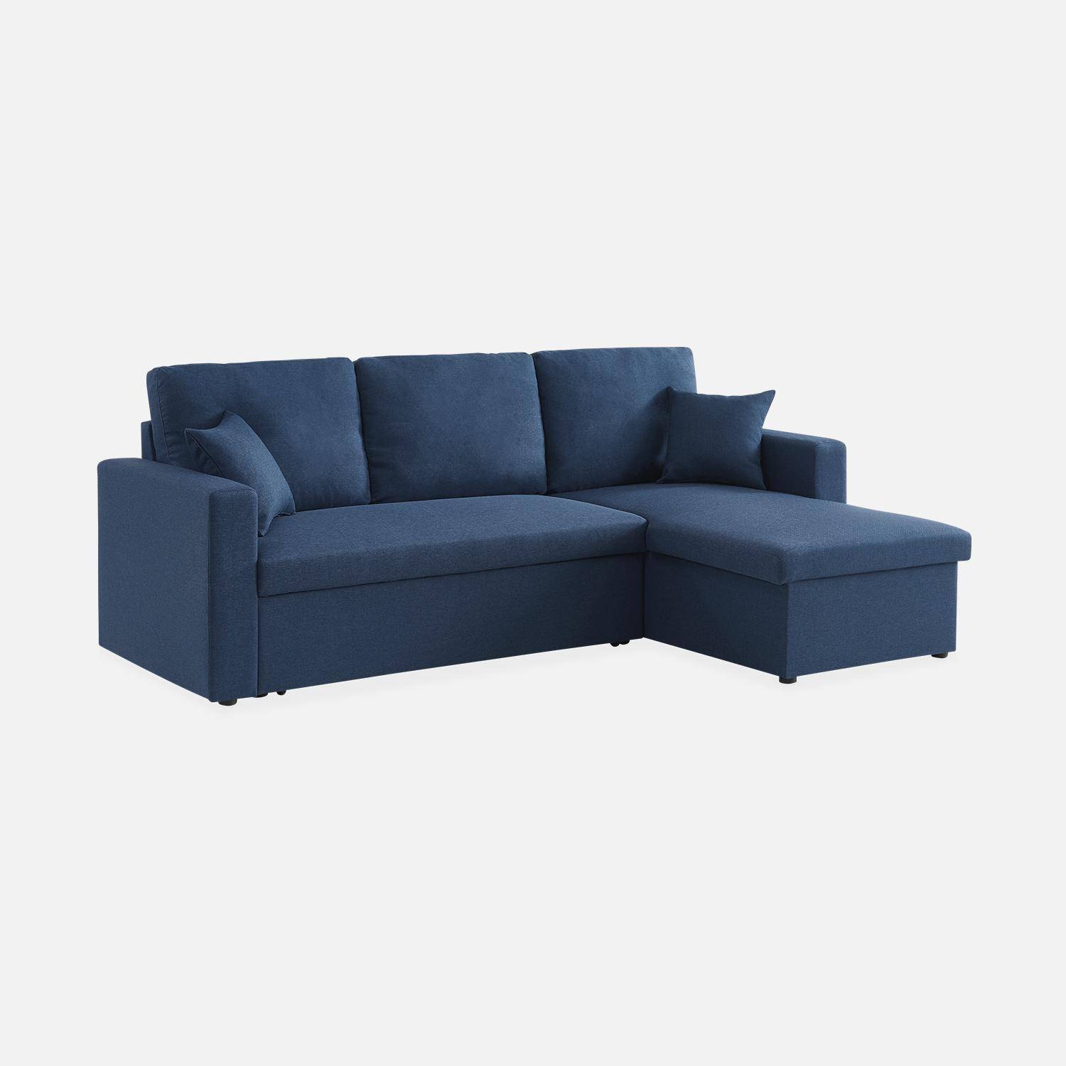 Canapé d'angle convertible en tissu bleu - IDA - 3 places, fauteuil d'angle réversible coffre rangement lit modulable ,sweeek,Photo5