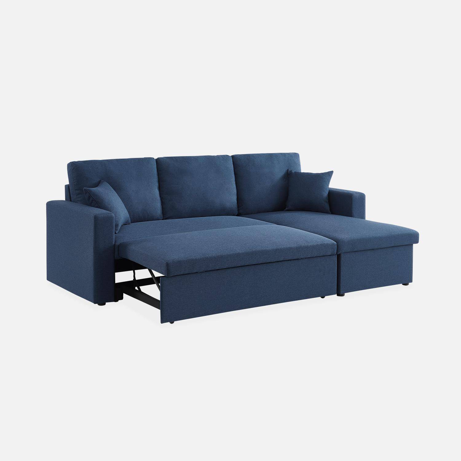 Canapé d'angle convertible en tissu bleu - IDA - 3 places, fauteuil d'angle réversible coffre rangement lit modulable ,sweeek,Photo8