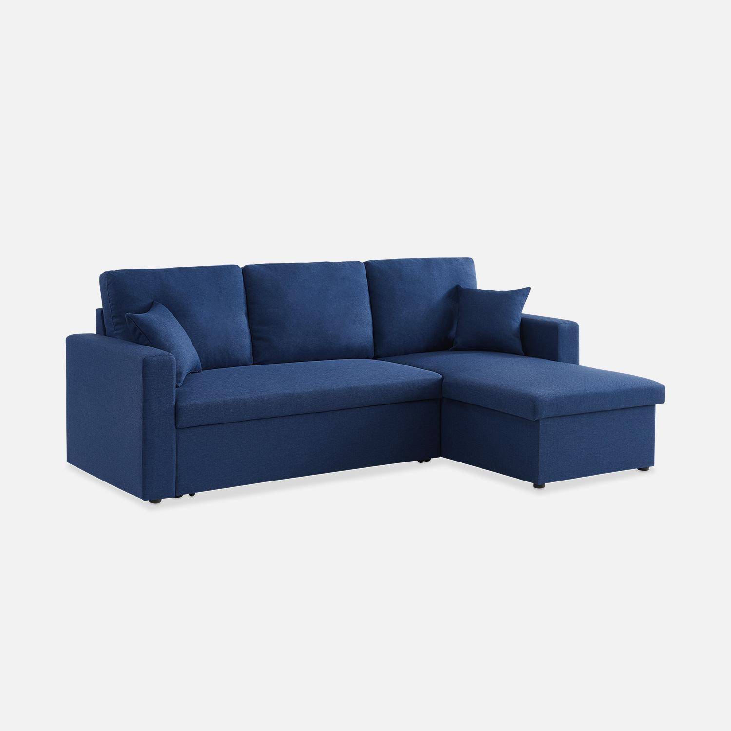 Ecksofa wendbar Stoffsofa Blau - IDA - 3-Sitzer, Eck-Fauteuil wendbar mit Staukasten, mit Schlaffunktion  Photo7