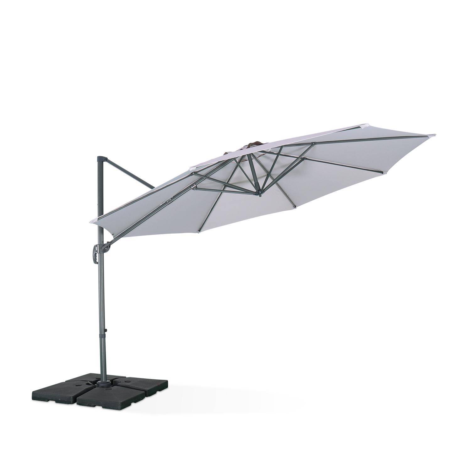 Parasol Ø350cm - parasol that can be tilted, folded and 360° rotation - Antibes - Light grey Photo3