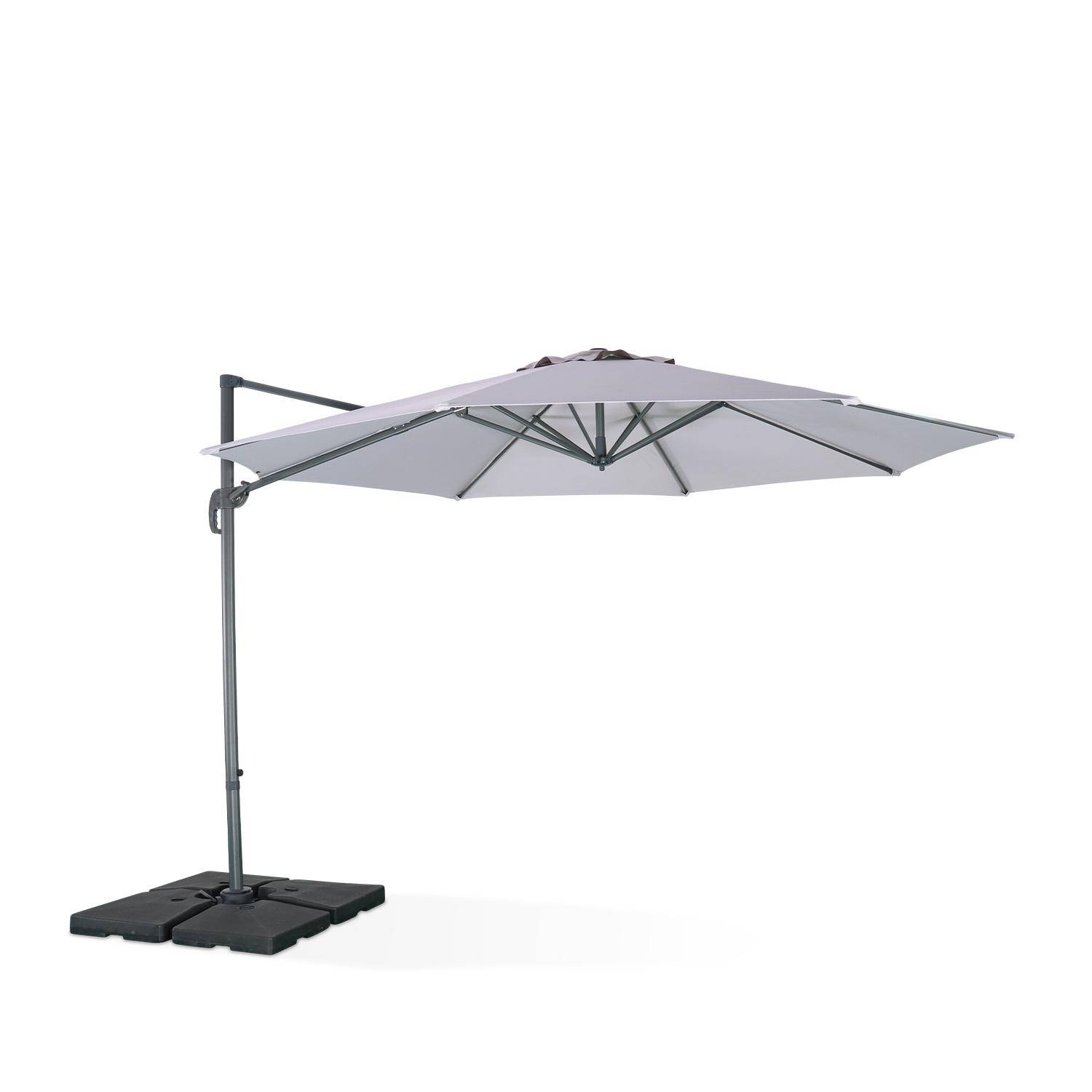 Parasol Ø350cm - parasol that can be tilted, folded and 360° rotation - Antibes - Light grey Photo1