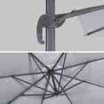 Parasol Ø350cm - parasol that can be tilted, folded and 360° rotation - Antibes - Light grey Photo4
