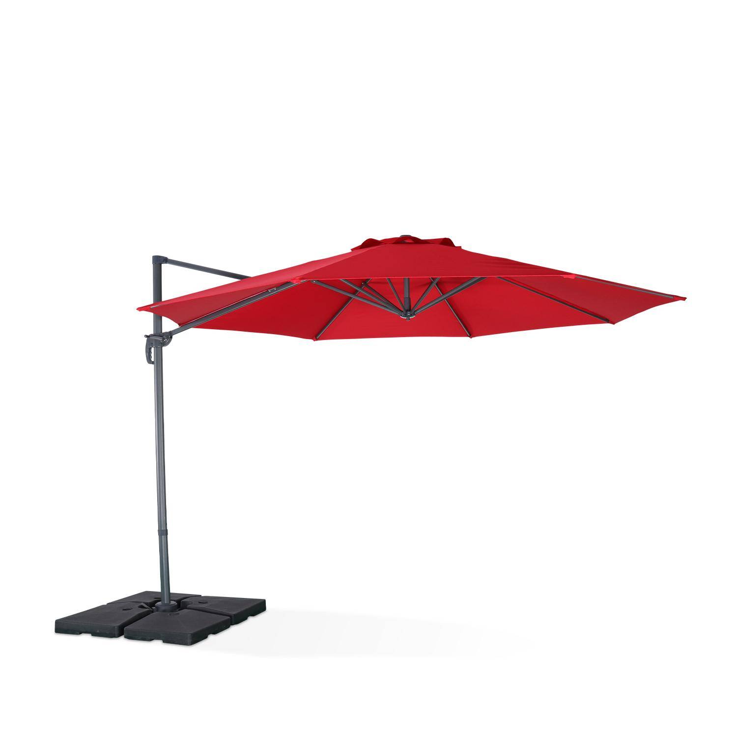 Parasol Ø350cm - parasol that can be tilted, folded and 360° rotation - Antibes - Red Photo1