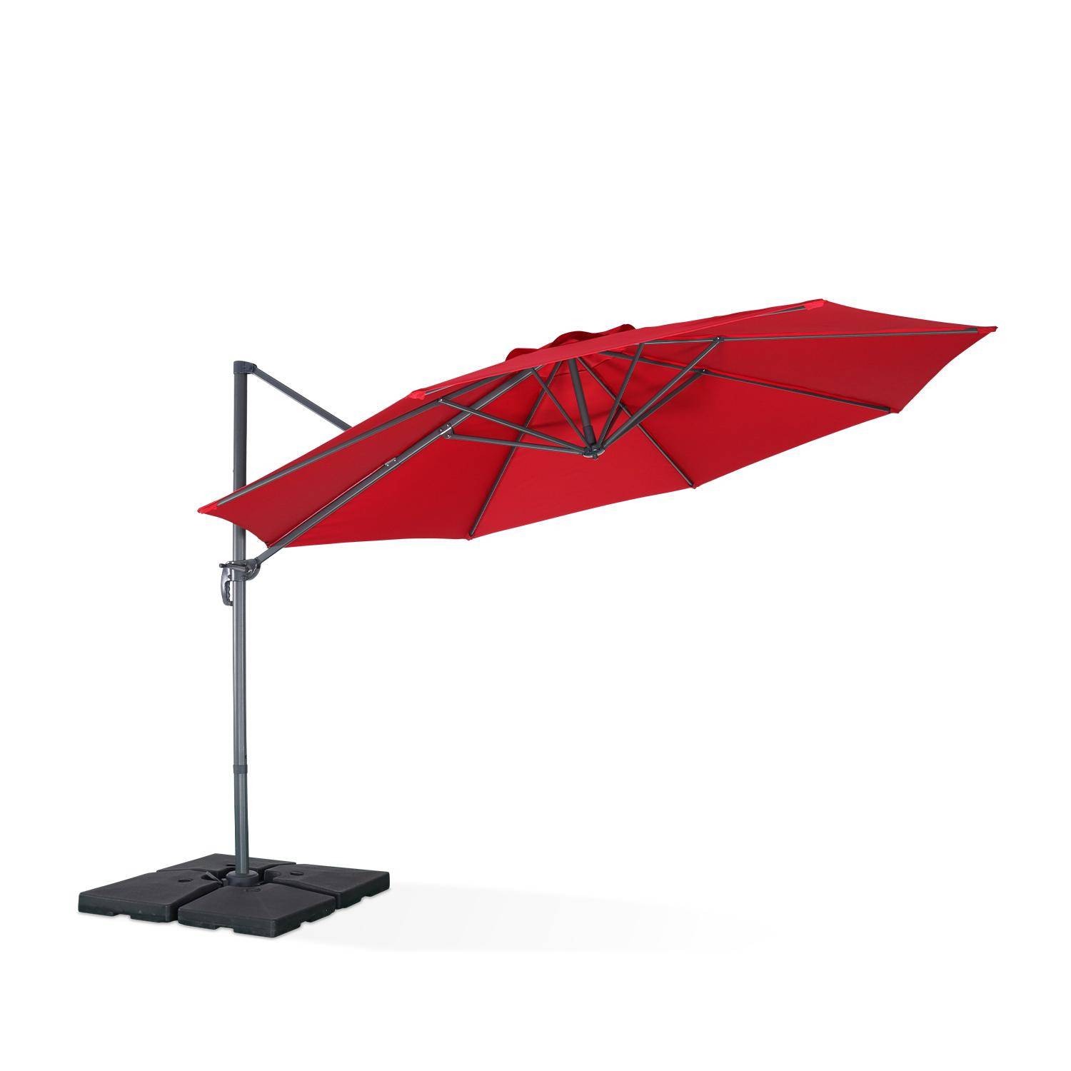 Parasol Ø350cm - parasol that can be tilted, folded and 360° rotation - Antibes - Red Photo3