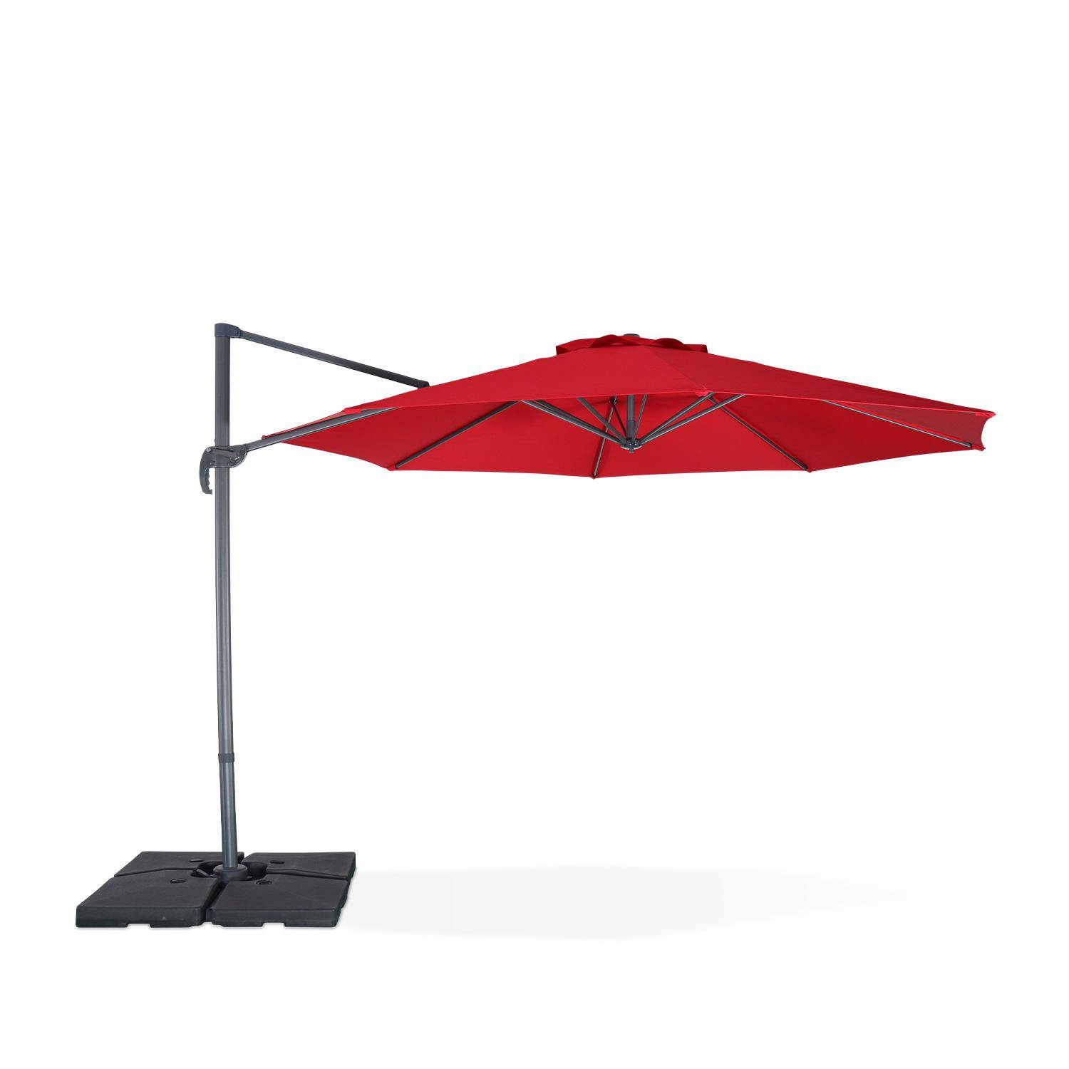Parasol Ø350cm - parasol that can be tilted, folded and 360° rotation - Antibes - Red Photo2