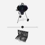 Barbecue au charbon de bois Ø56,5cm avec récupérateur de cendres et grille chromée + Mallette d'ustensiles Photo1