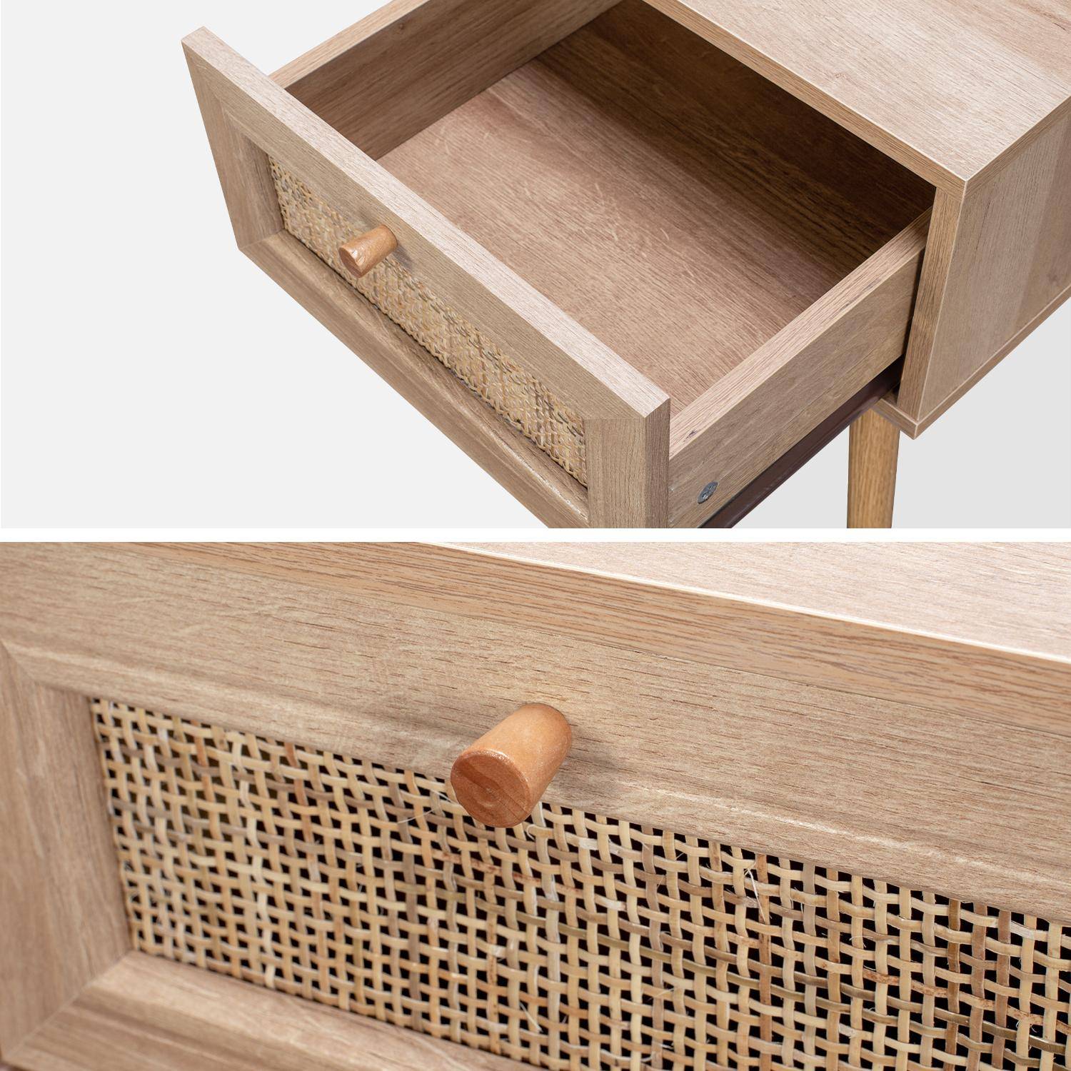 Woven rattan bedside table with drawer, 39x39x55.4cm - Boheme - Natural Wood colour,sweeek,Photo7