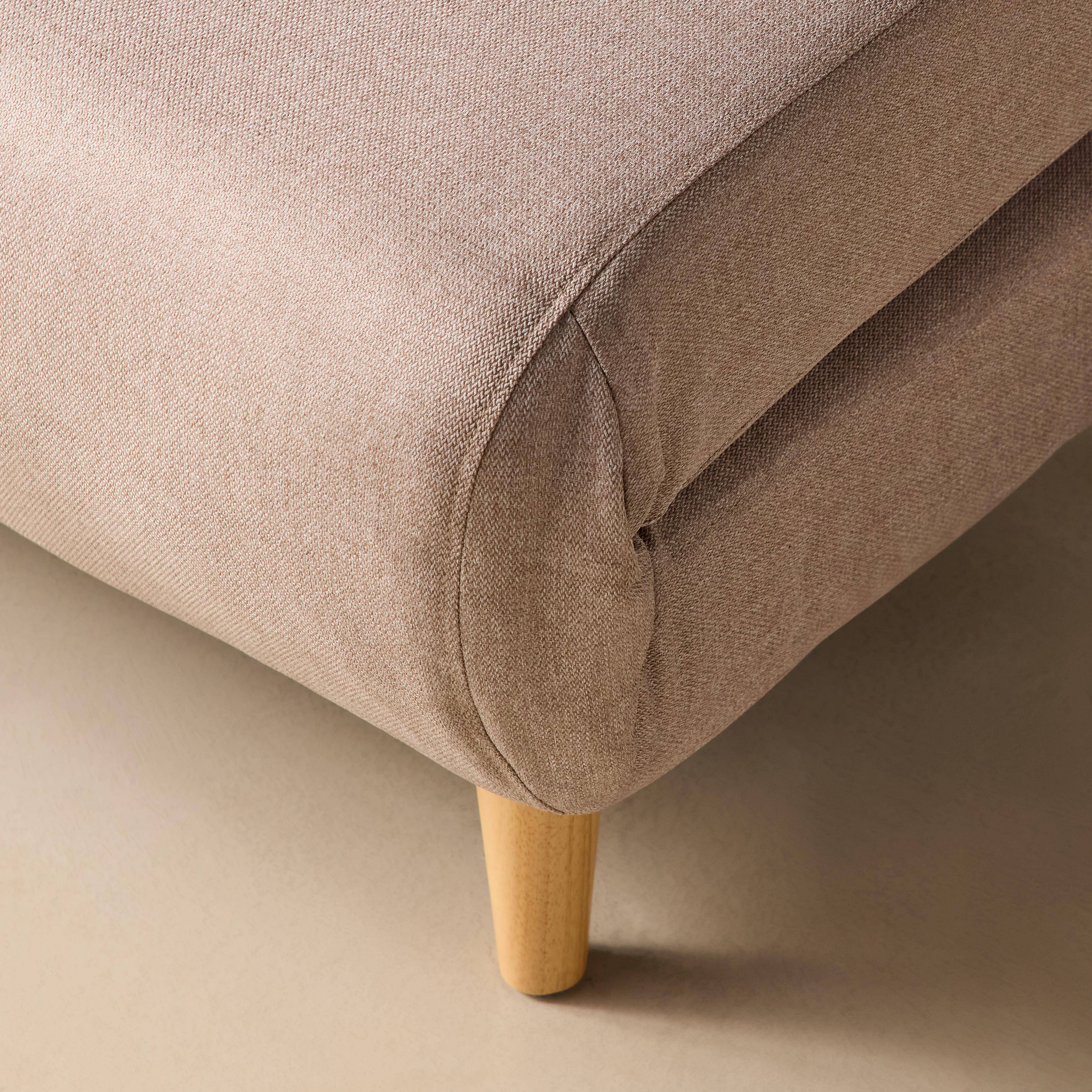 Canapé convertible en tissu - Guesta - 2 places scandinave, pieds bois foncé, beige, banquette, dossier inclinable,sweeek,Photo5