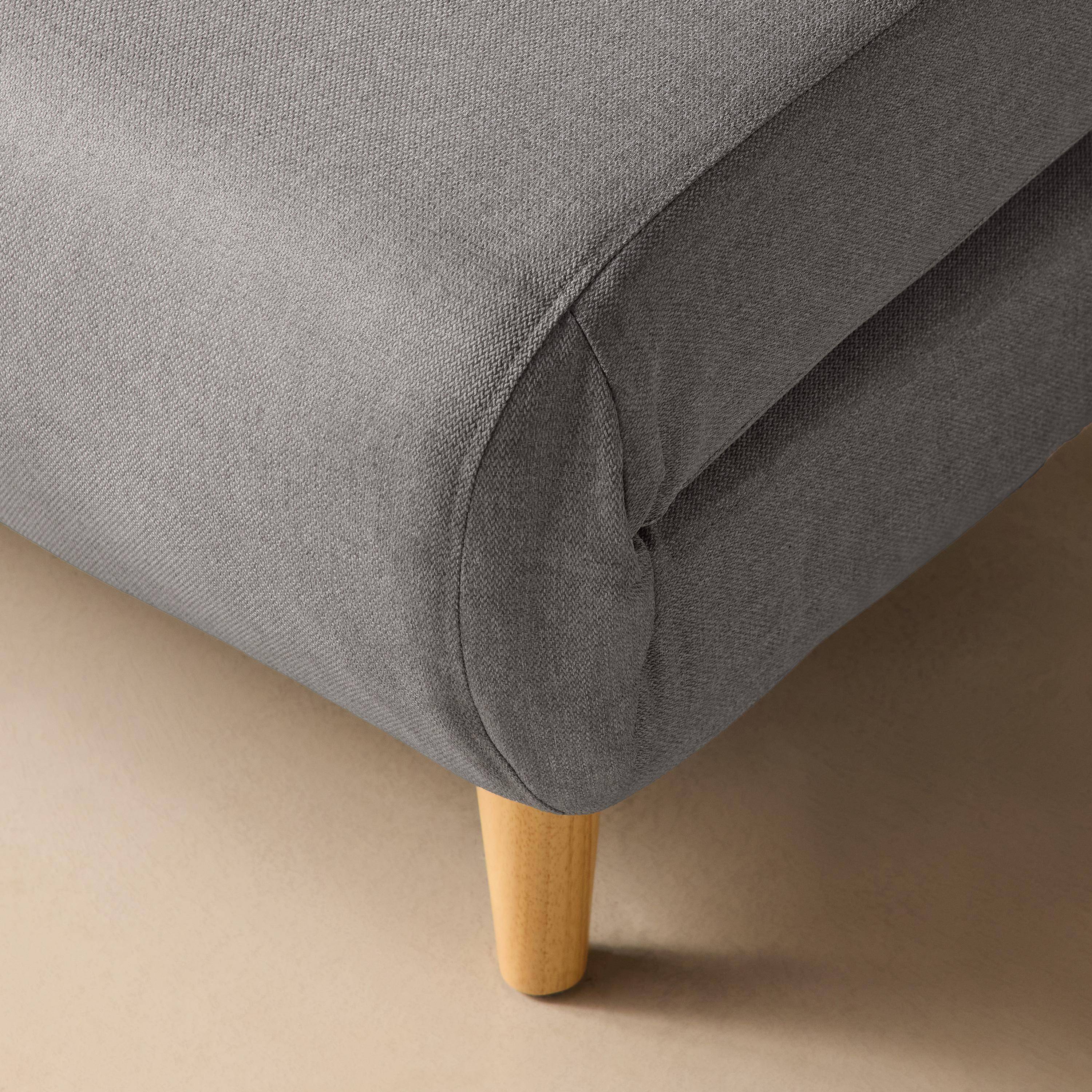 Canapé convertible en tissu - Guesta - 2 places scandinave, pieds bois foncé, gris clair, banquette, dossier inclinable Photo5