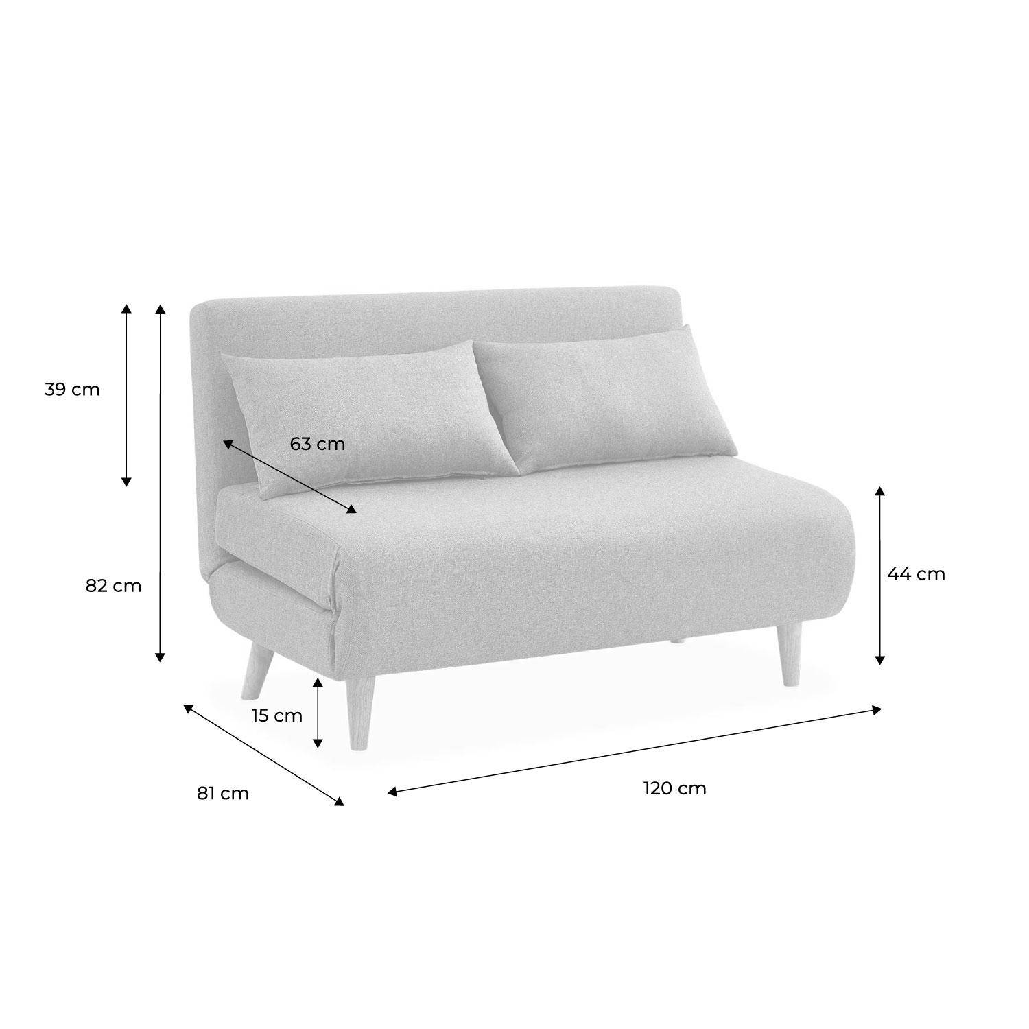 Canapé convertible en tissu - Guesta - 2 places scandinave, pieds bois foncé, gris clair, banquette, dossier inclinable,sweeek,Photo9