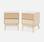 Pair of grooved wooden bedside tables with 2 drawers, 40x39x48cm, Natural Wood colour | sweeek
